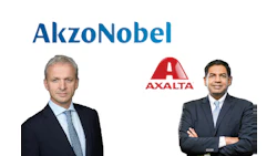 AkzoNobel and Axalta corporate logos with professional business executives