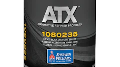 Sherwin-Williams ATX automotive refinish paint can in black with product details