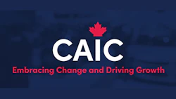 CAIC logo with red maple leaf, white letters, and tagline 'Embracing Change and Driving Growth'
