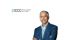 CCC Intelligent Solutions corporate logo with smiling professional in blue suit