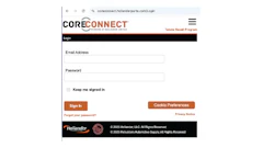 CoreConnect login page with email and password fields