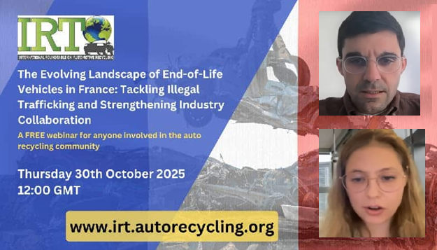 IRT webinar poster about end-of-life vehicle recycling in France