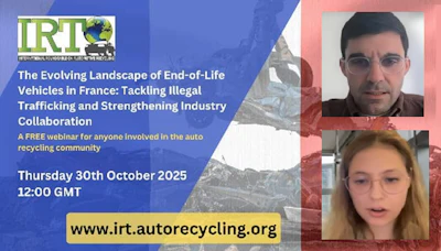 IRT webinar poster about end-of-life vehicle recycling in France