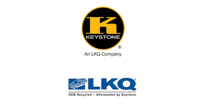 Keystone LKQ corporate logo with black and yellow circular emblem