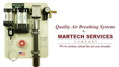 Breathable air filtration system by Martech Services with pressure gauges and filters