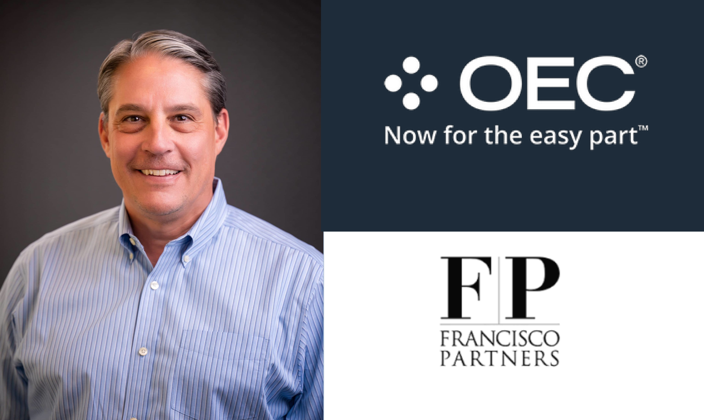 Professional headshot with OEC and Francisco Partners corporate logos