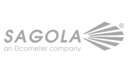 Sagola logo: Grayscale corporate emblem with radial graphic design