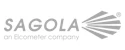 Sagola logo: Grayscale corporate emblem with radial graphic design