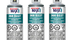 Three identical SprayMax adhesive spray cans with product labels