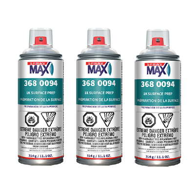 Three SprayMax 368 0094 spray paint cans with teal and red labeling
