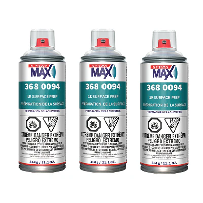 Three SprayMax 368 0094 spray paint cans with teal and red labeling