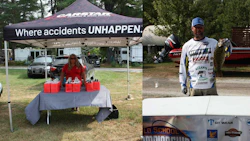 Safety event with Carstar tent, branded promotional booth, and fishing tournament participant