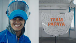 Team Papaya logo: Orange text on white radial design with geometric pattern