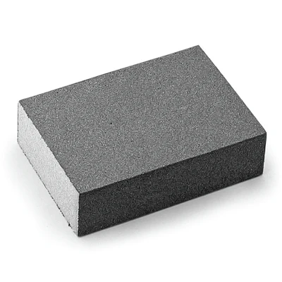 Gray rectangular sanding block with textured surface