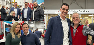 Business professionals gathered at Collision Services workplace event