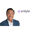 Enlyte corporate logo with smiling professional in blue suit