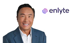 Enlyte corporate logo with smiling professional in blue suit