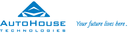 AutoHouse Technologies logo with blue pyramid symbol and company name