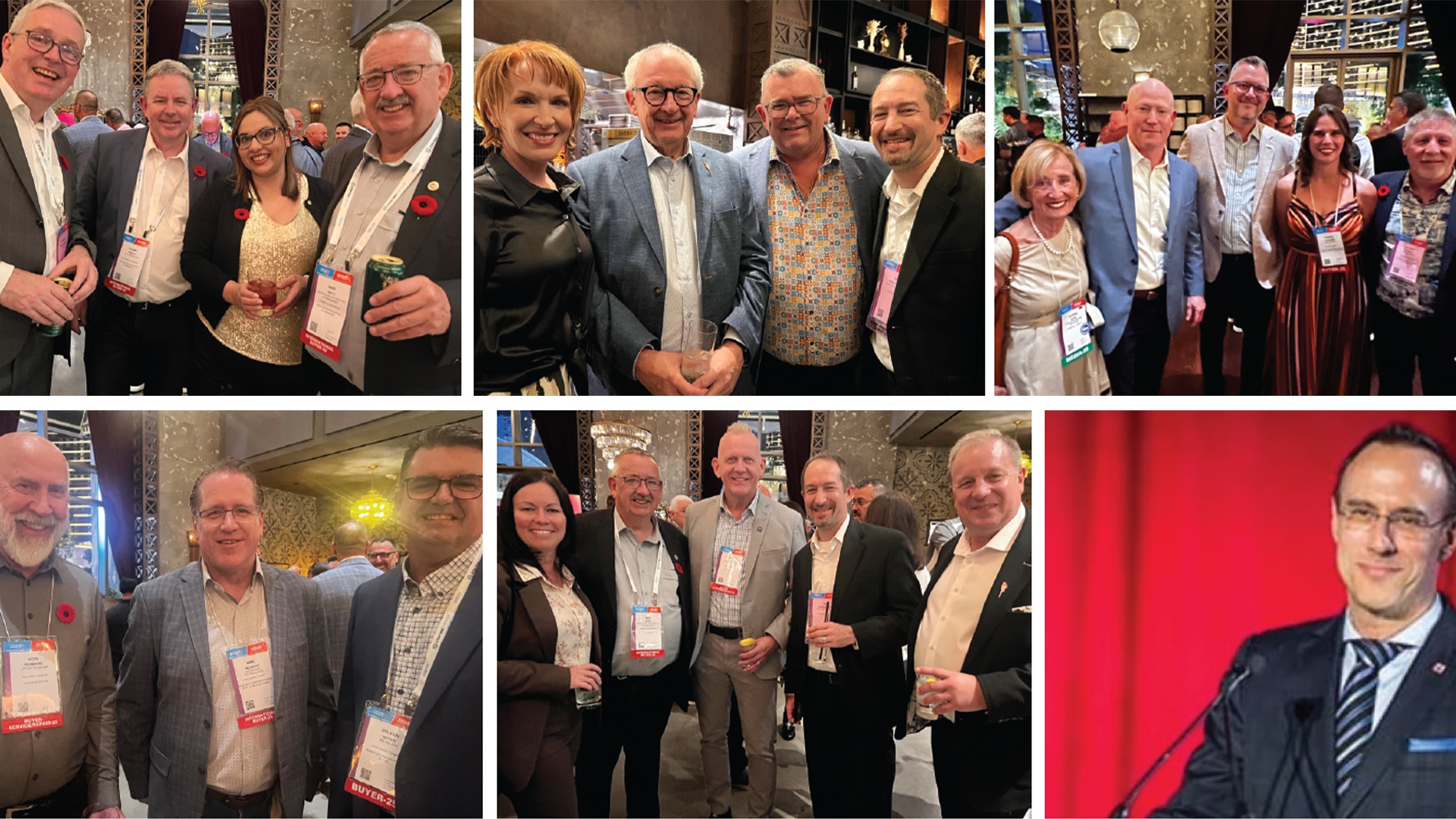 Collage of professional networking event with multiple group photos of attendees