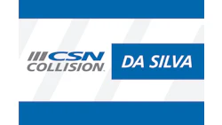 CSN Collision and Da Silva logo in blue, white, and gray