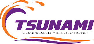 Tsunami Compressed Air Solutions corporate logo in purple and orange