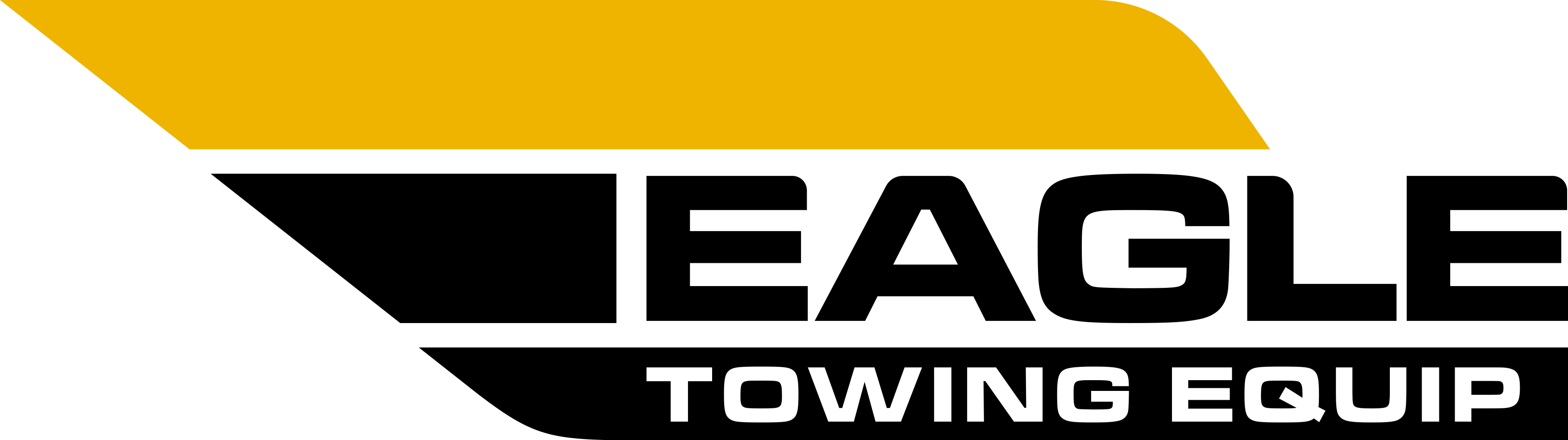 Eagle Towing Equipment logo with black and yellow geometric design