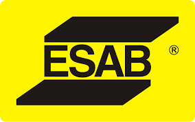 ESAB industrial logo with black letters on yellow background