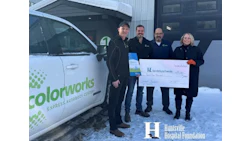 Colorworks team presenting donation check to Huntsville Hospital Foundation