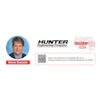 Hunter Engineering Company logo with podcast QR code and professional headshot