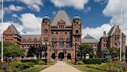 Ontario Legislative Building in Toronto, red sandstone government complex with ornate architecture
