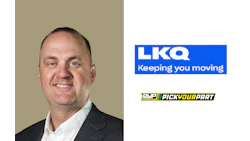 LKQ corporate logo with blue background and 'Keeping you moving' tagline