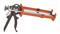 Orange and gray professional caulking gun with metal trigger mechanism