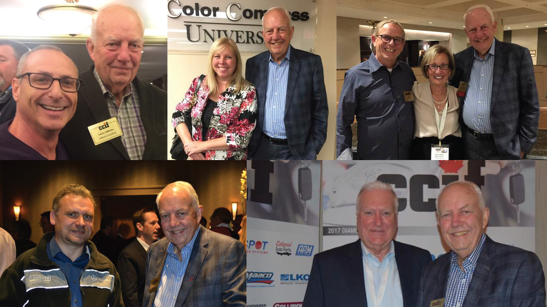 Collage of professional group photos at conferences and events