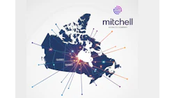 Mitchell corporate logo with Canada map showing connected network points