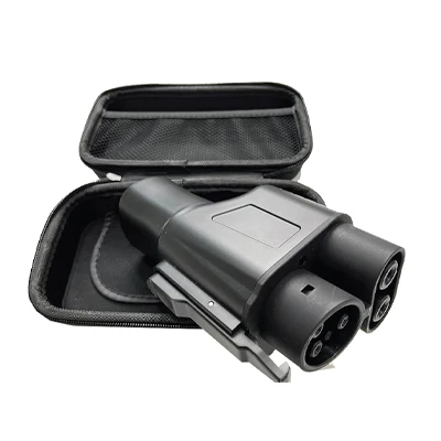 Electric vehicle charging adapter with protective black carrying case
