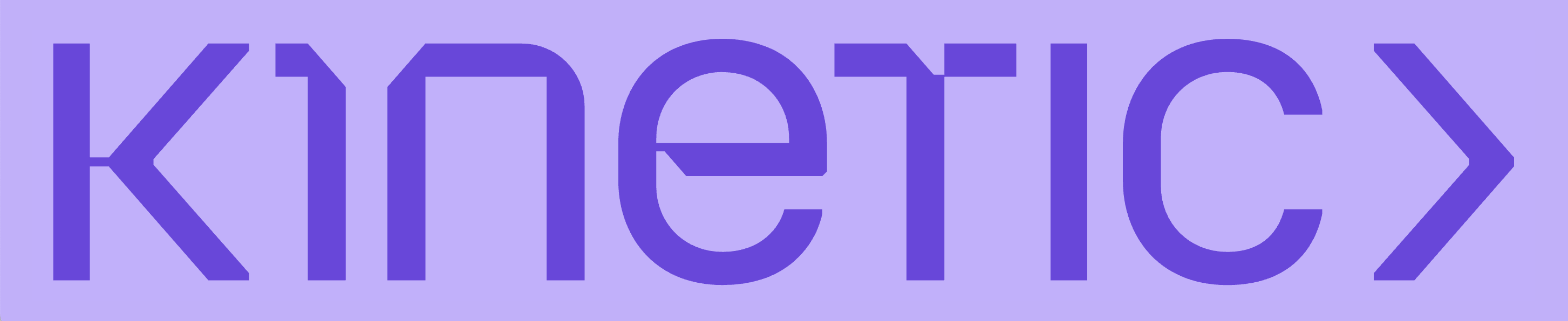 Kinetic logo in purple geometric typography