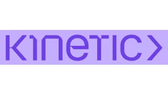 Kinetic logo in purple geometric typography
