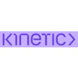 Kinetic logo in purple geometric typography