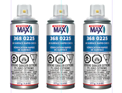 Three identical Spray Max 368 0225 surface rapid check spray paint cans