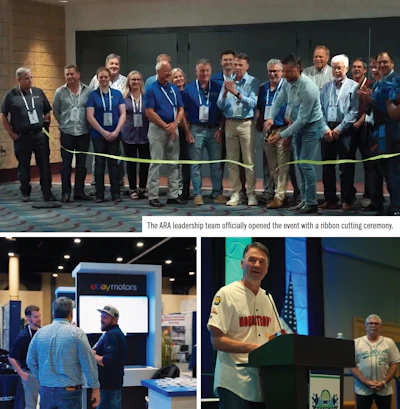 ARA leadership team cutting ribbon at conference with eBay Motors booth visible