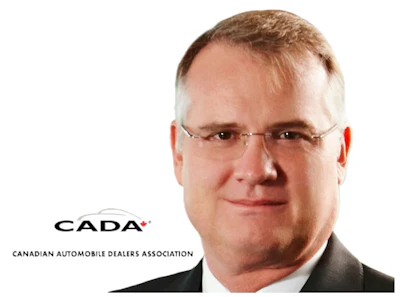 CADA Canadian Automobile Dealers Association logo with professional executive portrait