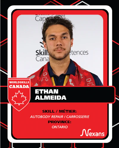 WorldSkills Canada athlete profile card for autobody repair competitor from Ontario