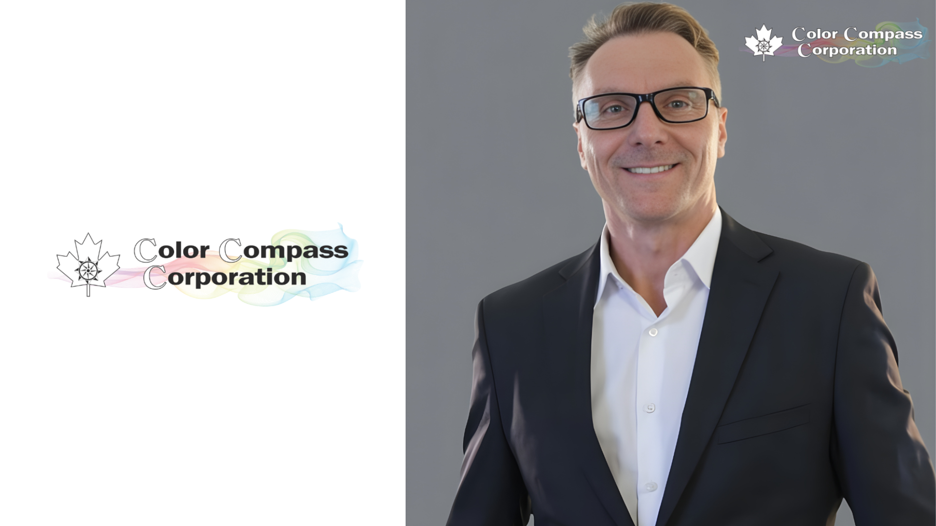 Color Compass Corporation logo with professional business executive