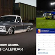 2026 Sherwin-Williams calendar featuring classic blue and gray pickup trucks