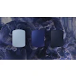 Three gradient blue shield badges on abstract fluid background