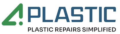 4 Plastic logo with green geometric symbol and blue brand name