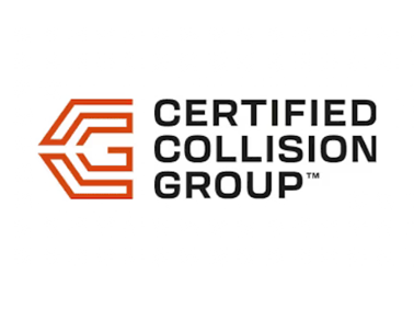 Certified Collision Group logo with orange geometric symbol