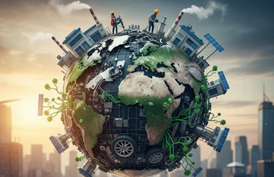 Global interconnection: Earth transformed with industrial machinery and technology