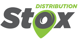 Stox Distribution logo with green location pin graphic