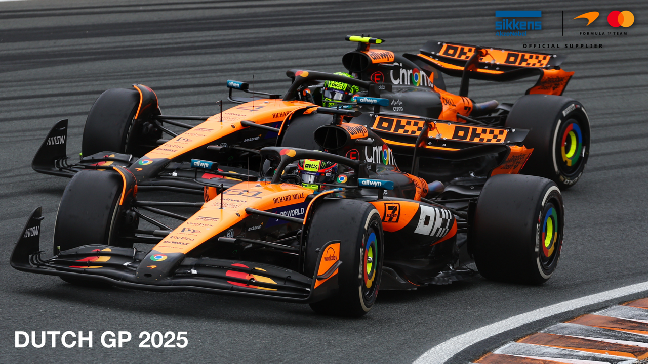 McLaren Formula 1 racing cars on track during 2025 Dutch Grand Prix